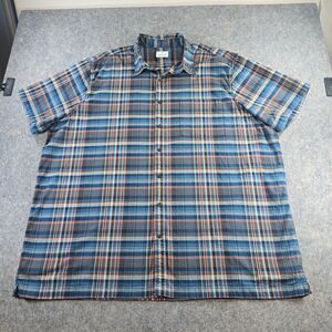Men's Mutual Weave 3XLT Blue Plaid Short Sleeve Button Up Shirt Casual Western